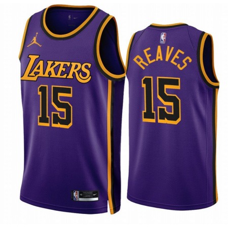 Men's Los Angeles Lakers #15 Austin Reaves Purple 2022/23 Statement Edition With NO.6 Patch Stitched Basketball Jersey