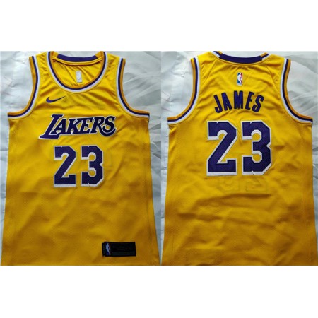 Men's Los Angeles Lakers #23 LeBron James Yellow Stitched Basketball Jersey
