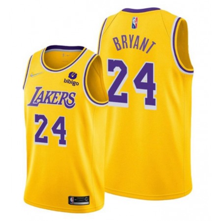 Men's Los Angeles Lakers #24 Kobe Bryant 75th Anniversary Yellow Stitched Basketball Jersey
