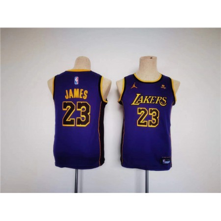 Youth Los Angeles Lakers #23 LeBron James Purple Stitched Basketball Jersey