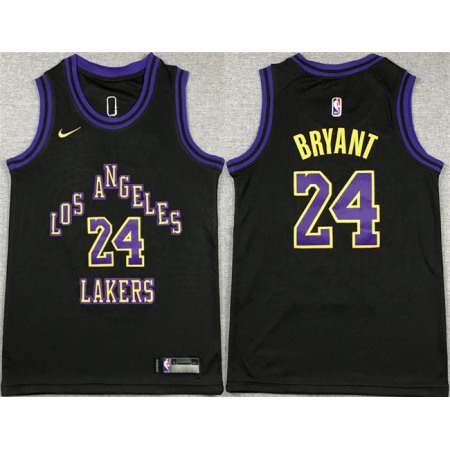 Youth Los Angeles Lakers #24 Kobe Bryant Black City Edition Stitched Basketball Jersey