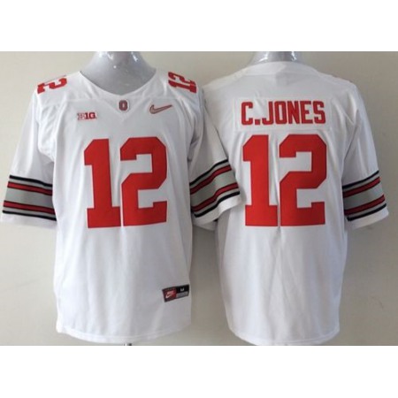 Buckeyes #12 Cardale Jones White Stitched Youth NCAA Jersey