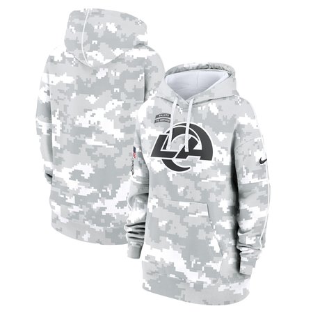 Women's Los Angeles Rams Nike Arctic Camo 2024 Salute To Service Club Fleece Pullover Hoodie