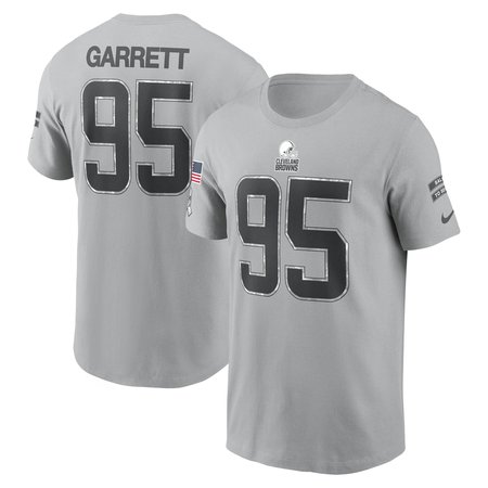 Men's Cleveland Browns Myles Garrett Nike Gray 2024 Salute To Service Name & Number T-Shirt