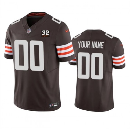 Men's Cleveland Browns ACTIVE PLAYER Custom Brown 2023 F.U.S.E. With Jim Brown Memorial Patch Vapor Untouchable Limited Stitched Jersey