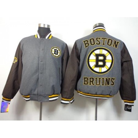 Boston Bruins Blank Satin Button-Up Grey NHL Jacket