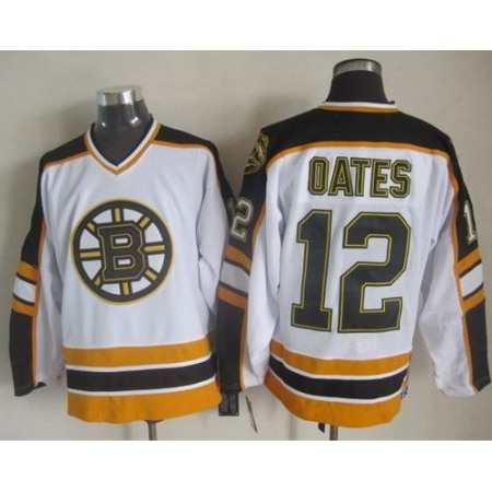 Bruins #12 Adam Oates White/Black CCM Throwback Stitched NHL Jersey