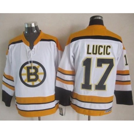 Bruins #17 Milan Lucic White CCM Throwback Stitched NHL Jersey