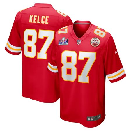 Men's Kansas City Chiefs #87 Travis Kelce Nike Red Super Bowl LVIII Game Jersey