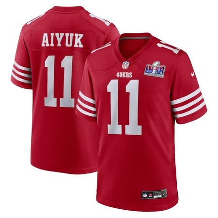 Men's San Francisco 49ers #11 Brandon Aiyuk Nike Scarlet Super Bowl LVIII Game Jersey