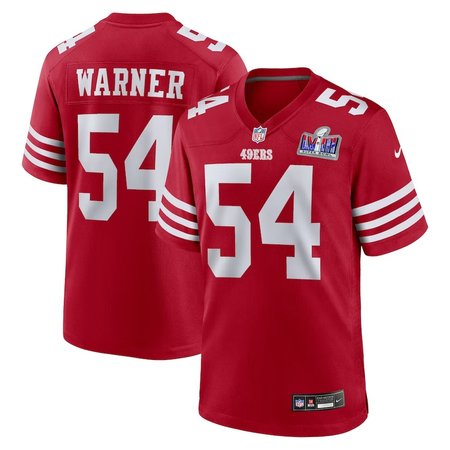 Men's San Francisco 49ers #54 Fred Warner Nike Scarlet Super Bowl LVIII Game Jersey