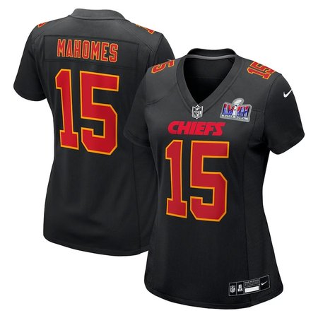 Women's Kansas City Chiefs #15 Patrick Mahomes Nike Black Super Bowl LVIII Carbon Fashion Game Player Jersey