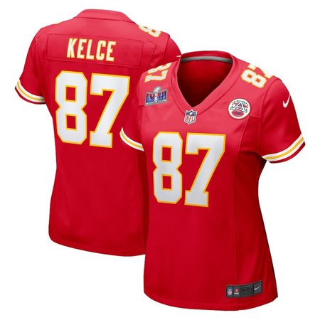 Women's Kansas City Chiefs #87 Travis Kelce Nike Red Super Bowl LVIII Game Jersey